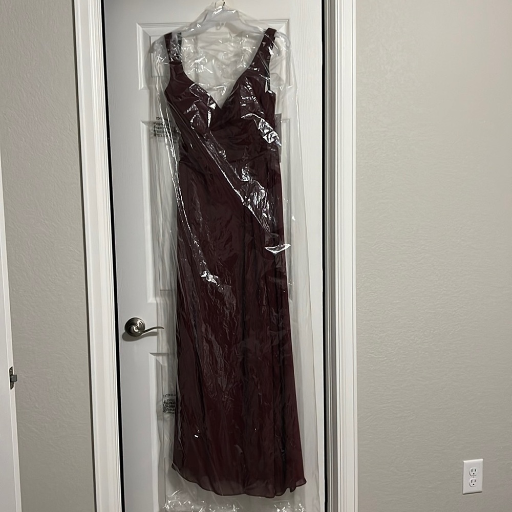 Bill Levkoff Burgundy Formal Chiffon Gown
